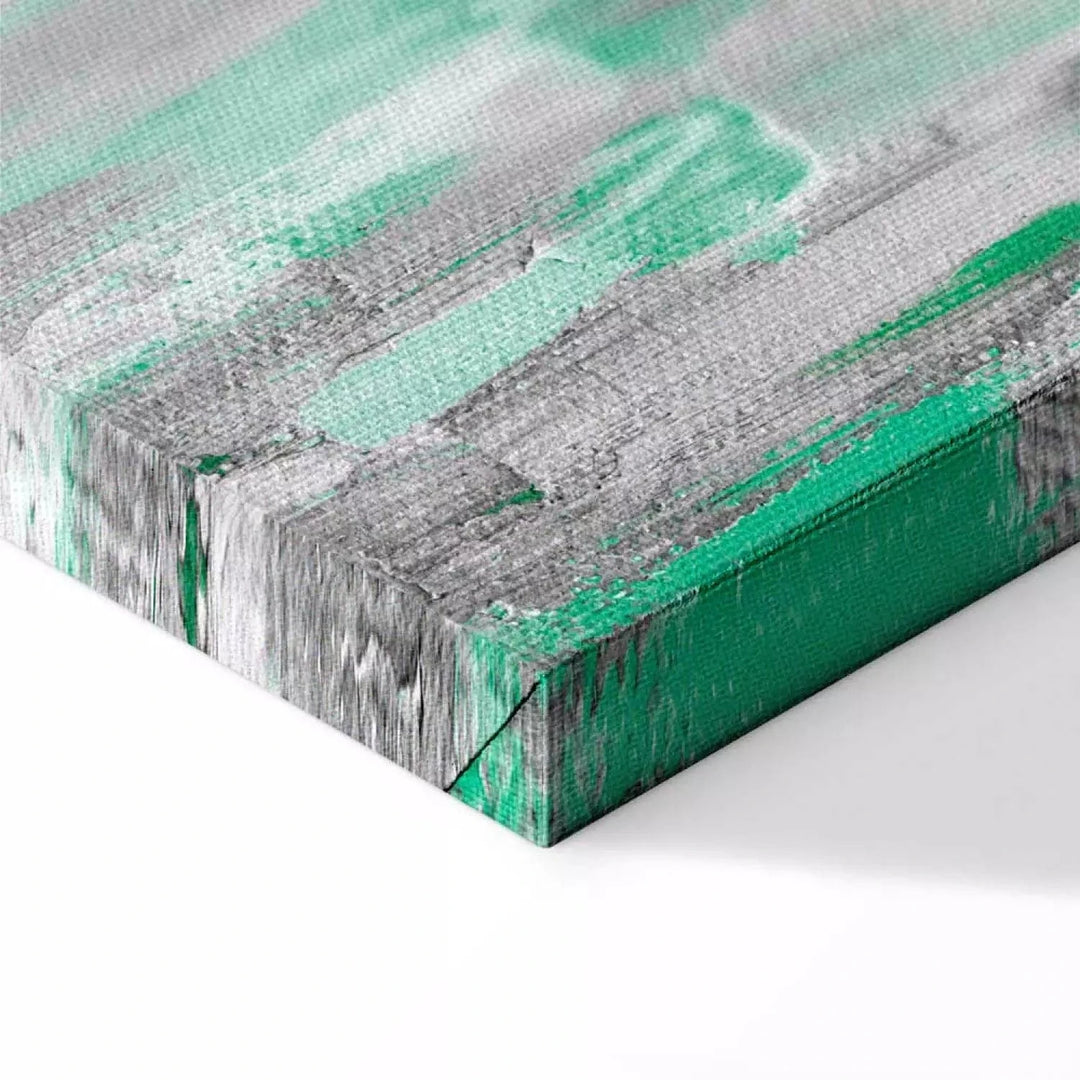 Kanva - romantiska tematika - pāris pastaigājas lietū - zaļā krāsā G-ART