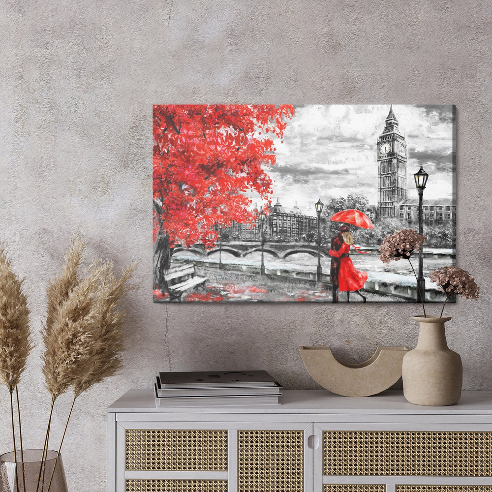 Kanva - Mīlētāji, kas apbrīno Londonas siluetu, N-1297 X-ART