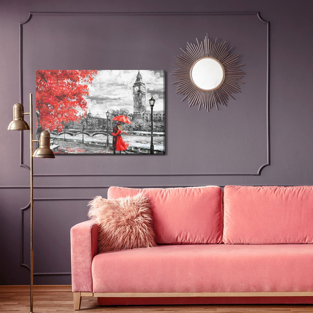 Kanva - Mīlētāji, kas apbrīno Londonas siluetu, N-1297 X-ART