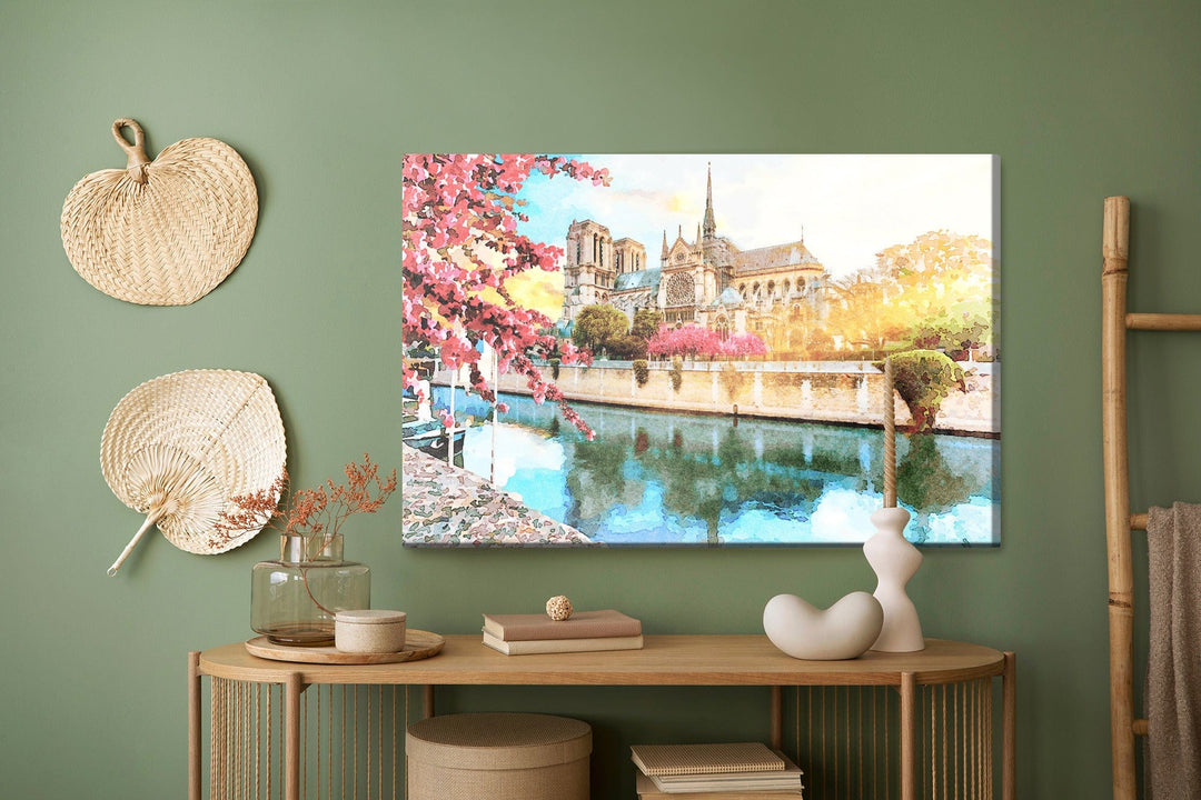 Kanva - Notre Dame katedrāle, gleznota ar akvareļkrāsām, N-1129 X-ART