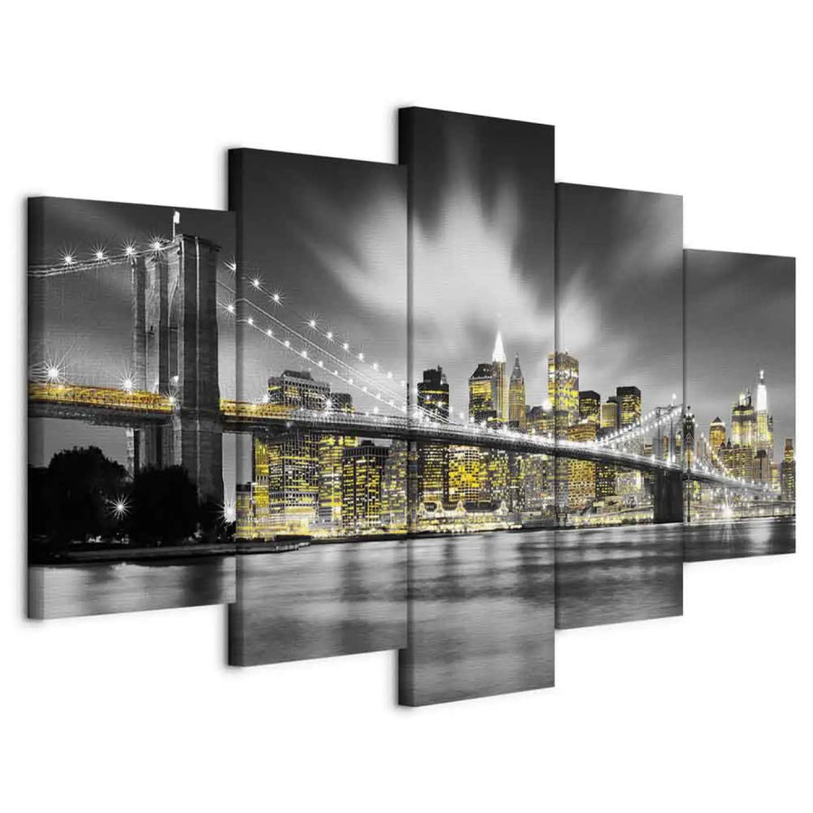 Kanva - Ņujorka nakts ainava, peleka, dzeltena, 58301 ART XL