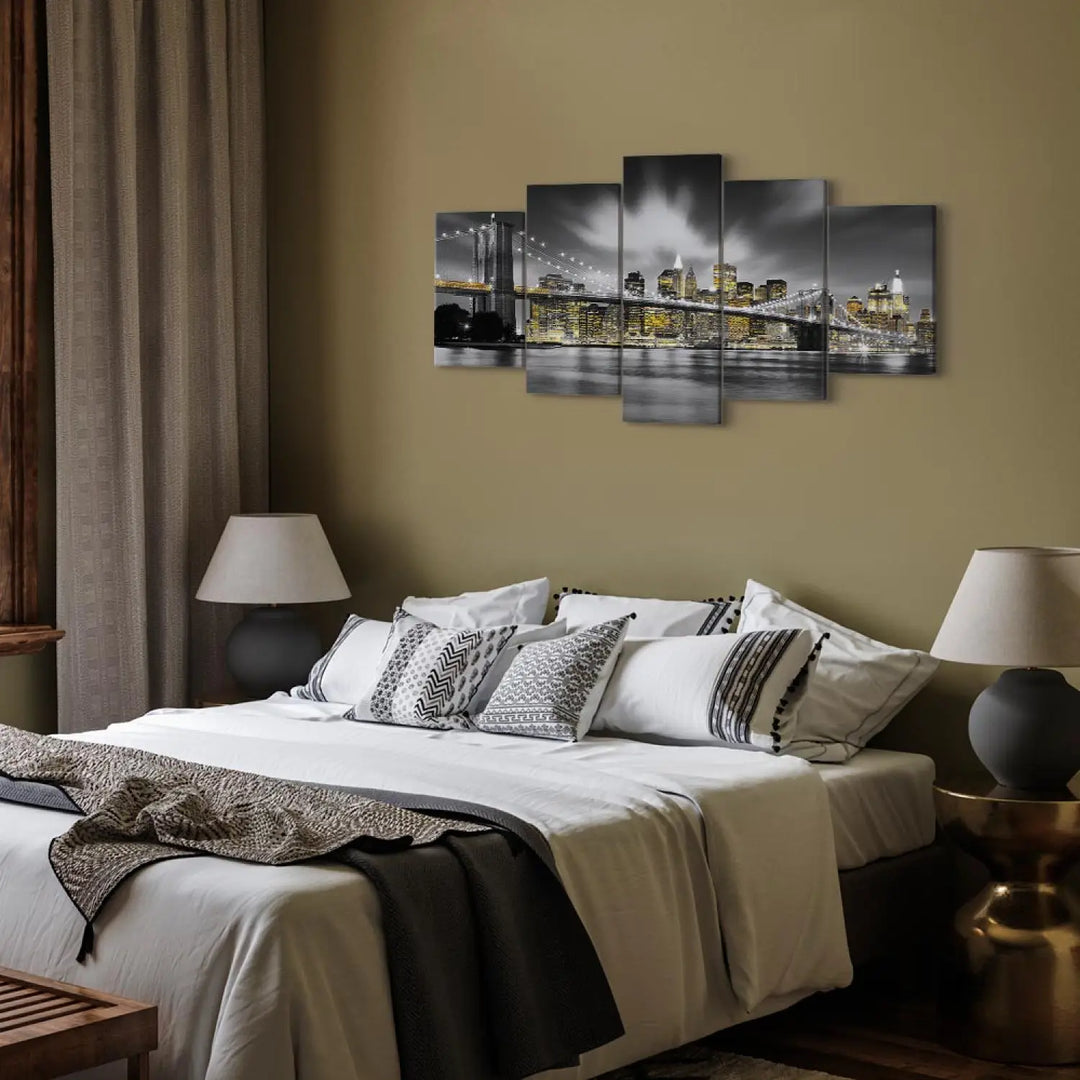 Kanva - Ņujorka nakts ainava, peleka, dzeltena, 58301 ART XL