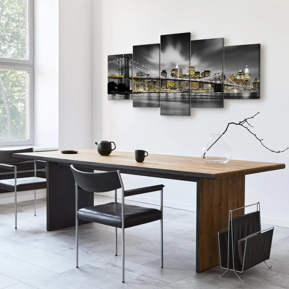 Kanva - Ņujorka nakts ainava, peleka, dzeltena, 58301 ART XL