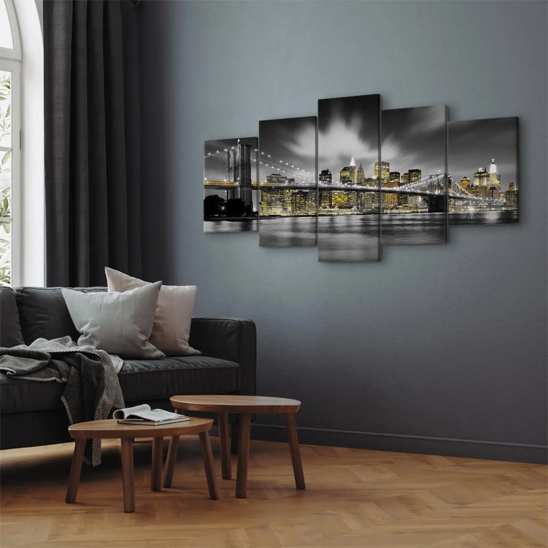 Kanva - Ņujorka nakts ainava, peleka, dzeltena, 58301 ART XL