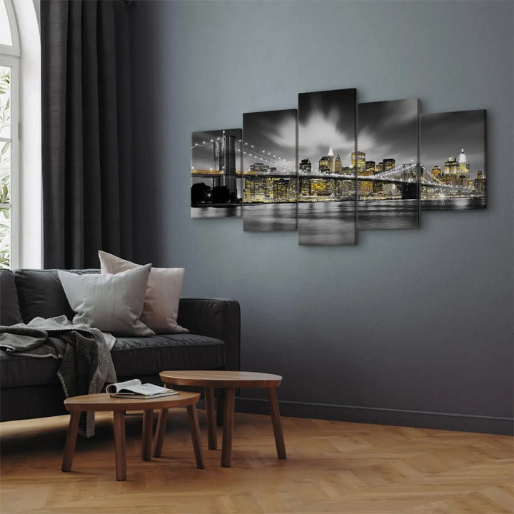 Kanva - Ņujorka nakts ainava, peleka, dzeltena, 58301 ART XL