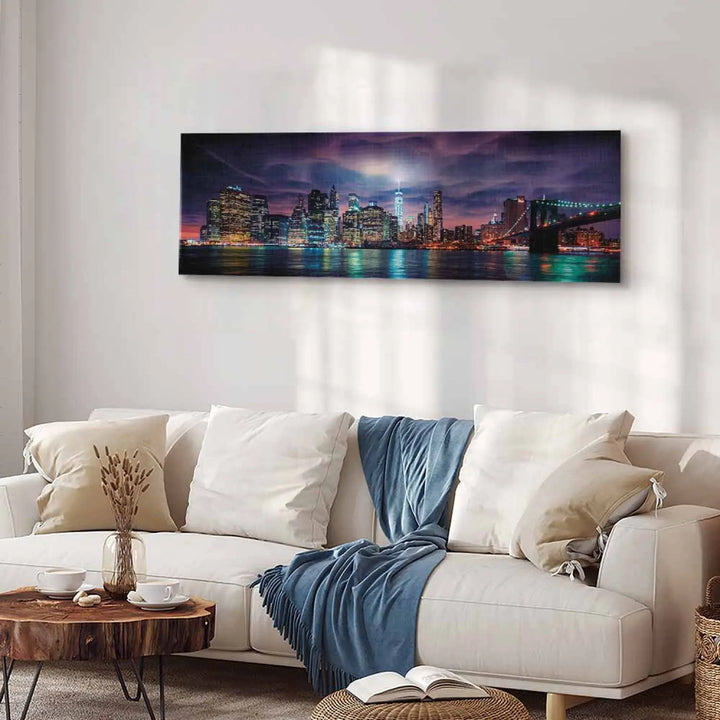 Kanva - Ņujorka: Ņujorka: tumšā pilsēta, zila, violeta, 96045 ART XL