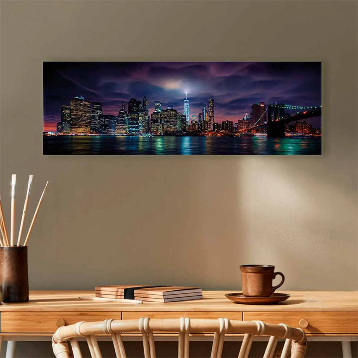 Kanva - Ņujorka: Ņujorka: tumšā pilsēta, zila, violeta, 96045 ART XL