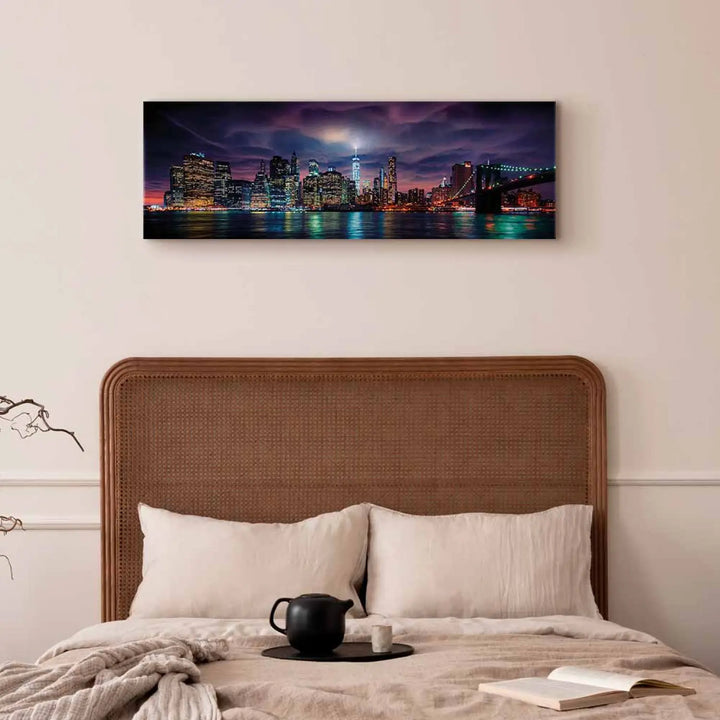 Kanva - Ņujorka: Ņujorka: tumšā pilsēta, zila, violeta, 96045 ART XL