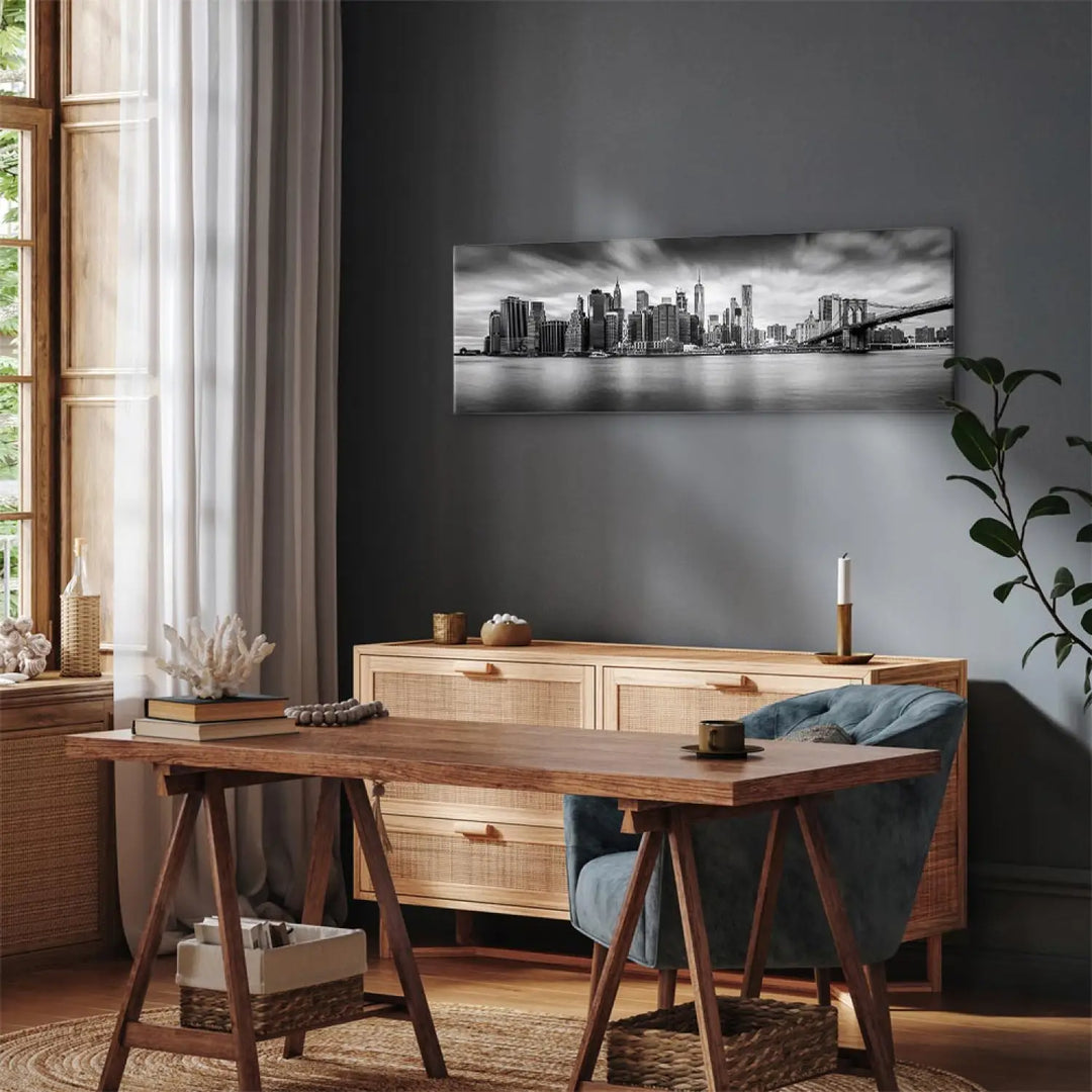 Kanva - Ņujorka: stilīga pilsēta, melnbalta panorama, 96050 ART XL