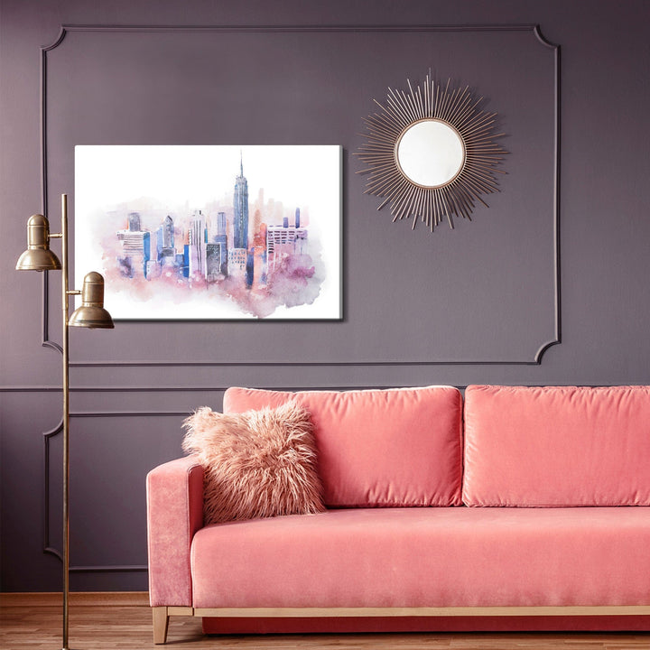 Kanva - Ņujorkas centrs, uzgleznot ar akvareļu krāsām, N-1399 X-ART