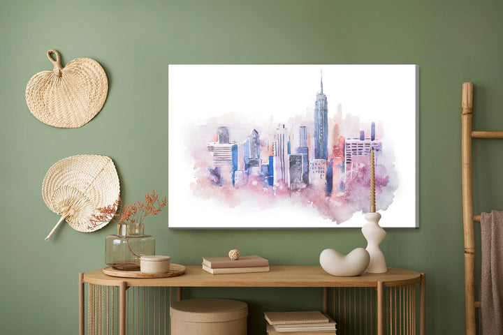 Kanva - Ņujorkas centrs, uzgleznot ar akvareļu krāsām, N-1399 X-ART