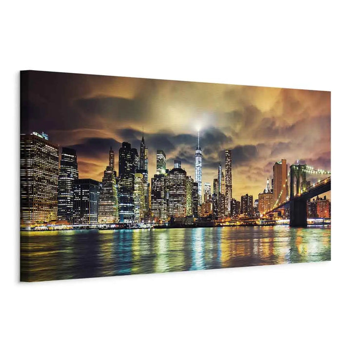 Kanva - Ņujorkas debesis, oranža, pelēka, 93032 ART XL