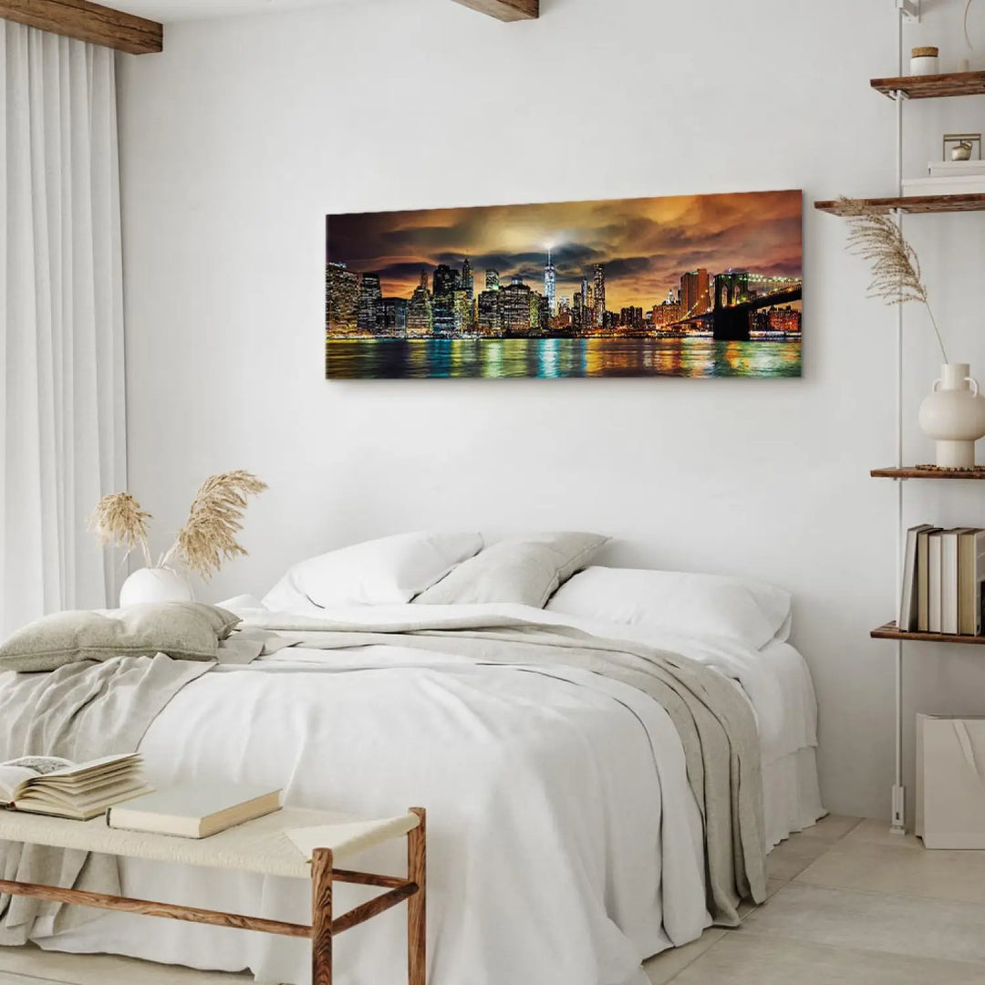 Kanva - Ņujorkas debesis, oranža, pelēka, 93032 ART XL