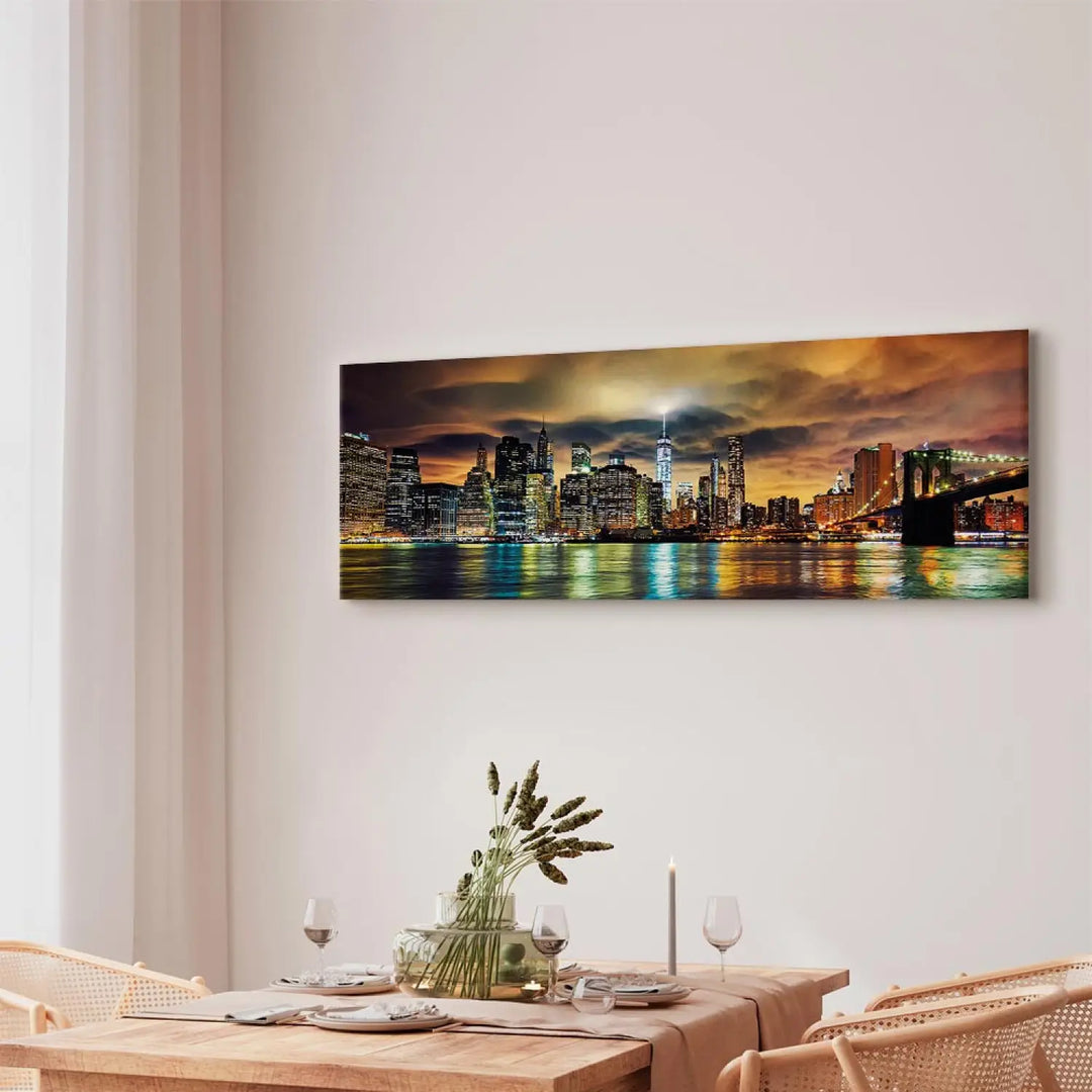 Kanva - Ņujorkas debesis, oranža, pelēka, 93032 ART XL