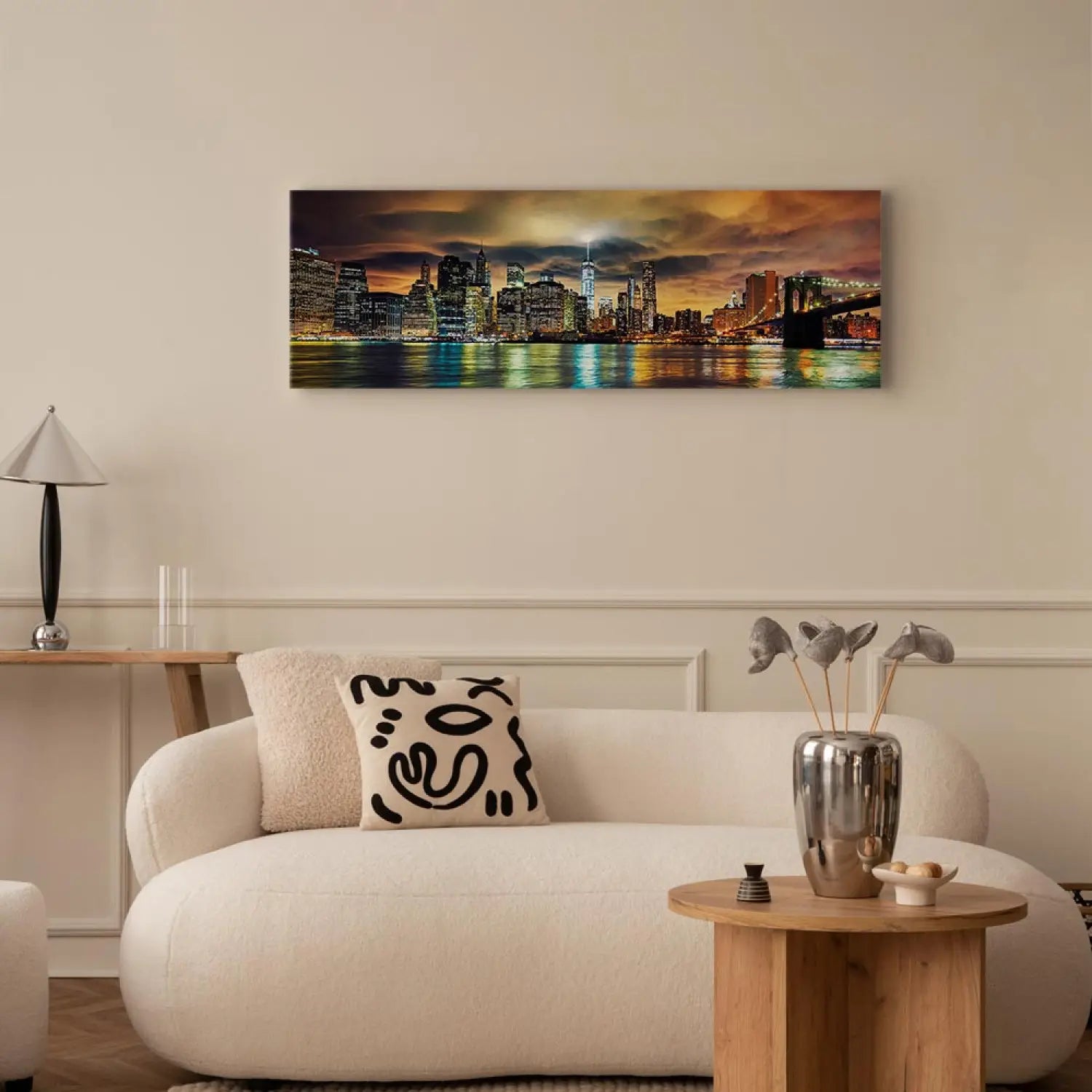 Kanva - Ņujorkas debesis, oranža, pelēka, 93032 ART XL