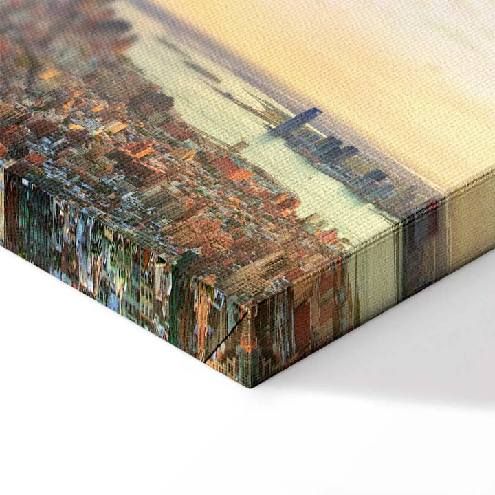 Kanva - Ņujorkas panorāma no putnu līdojuma, zila, dzeltena, 93038 ART XL