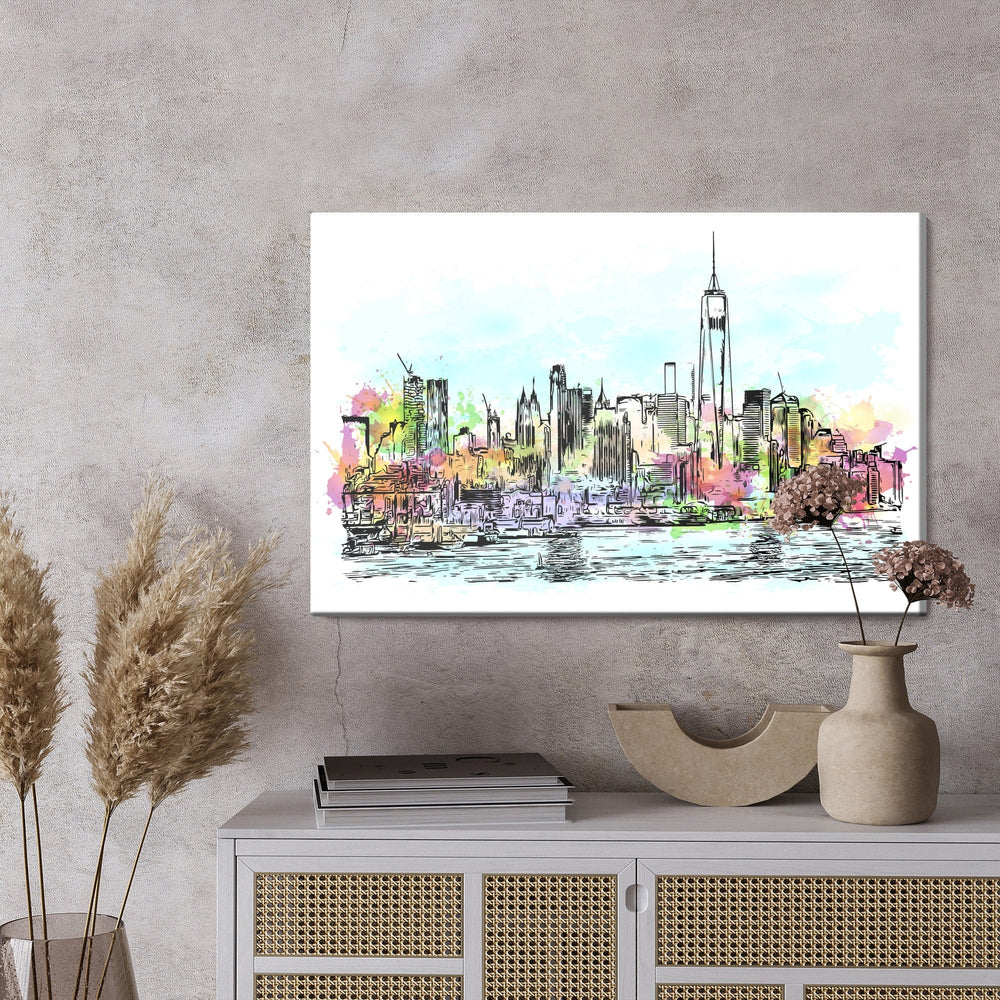 Kanva - Ņujorkas panorāma ar akvareļa pieskārienu, N-1412 X-ART