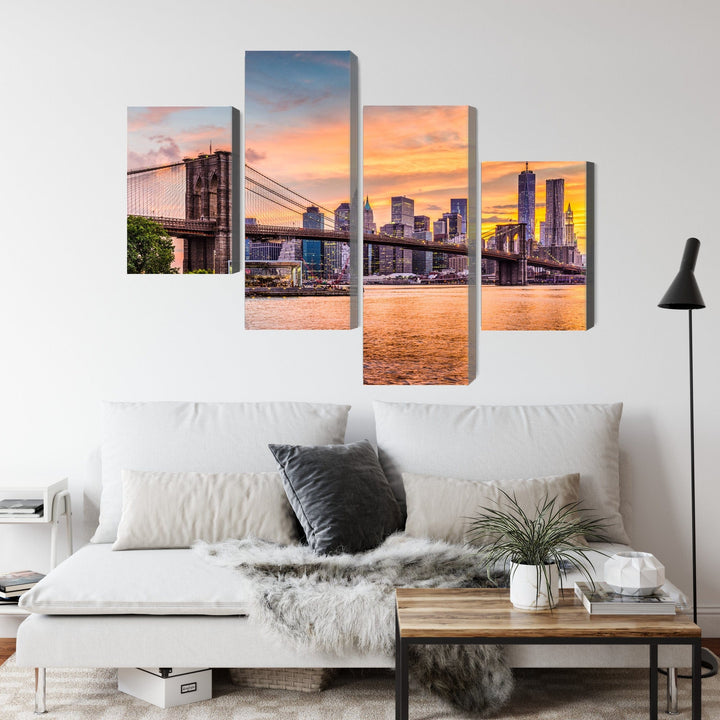 Kanva: Ņujorkas panorāmas ainava, oranža X-ART