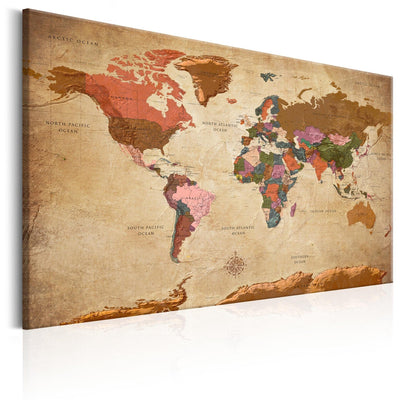 Glezna Pasaules karte: Brūnā elegance, 96058 Tapetenshop.lv.