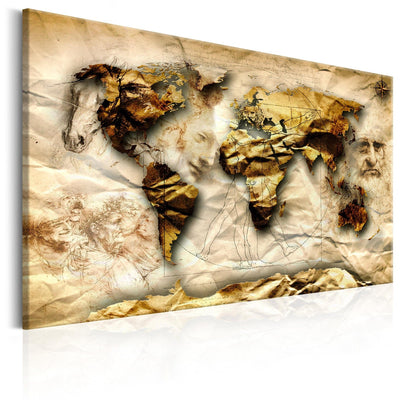 Glezna – Pasaules karte Leonardo da Vinči stilā, (x1), 92621 Tapetenshop.lv.