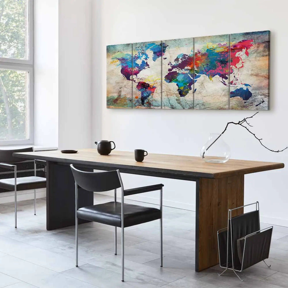 Glezna - Daudzkrāsaina pasaules karte uz abstrakta fona, 105060 ART XL