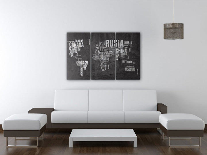 Glezna - Pasaules karte (spāņu valodā) - triptihs, 55295 G-ART