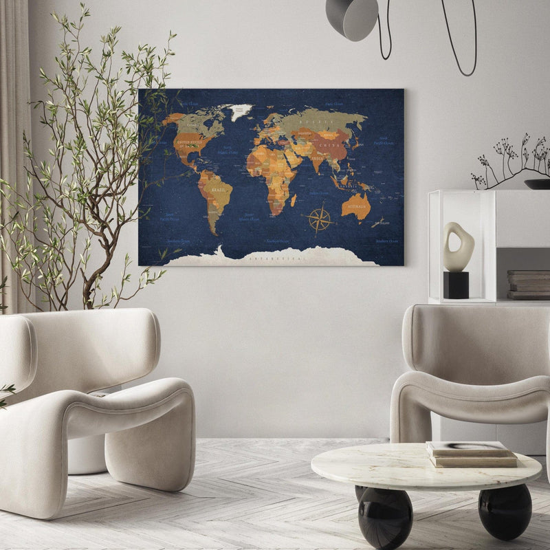 Kanva Pasaules karte: Tintes okeāni, 91913 G-ART.