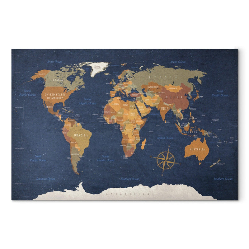Kanva Pasaules karte: Tintes okeāni, 91913 G-ART.