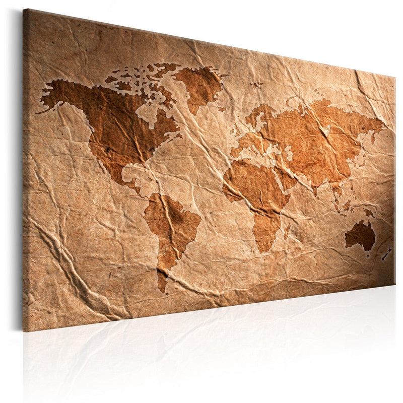 Painting-World Map on Brown Paper, 91181 G-Art.