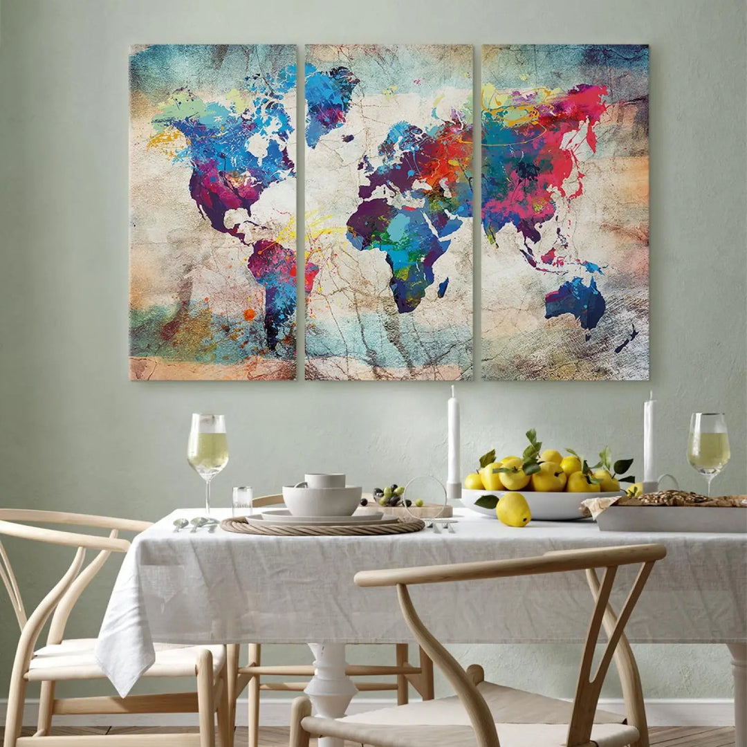 Kanva - Astrakta pasaules kartes: Mūsdienu stils, (x3), 160624 ART XL