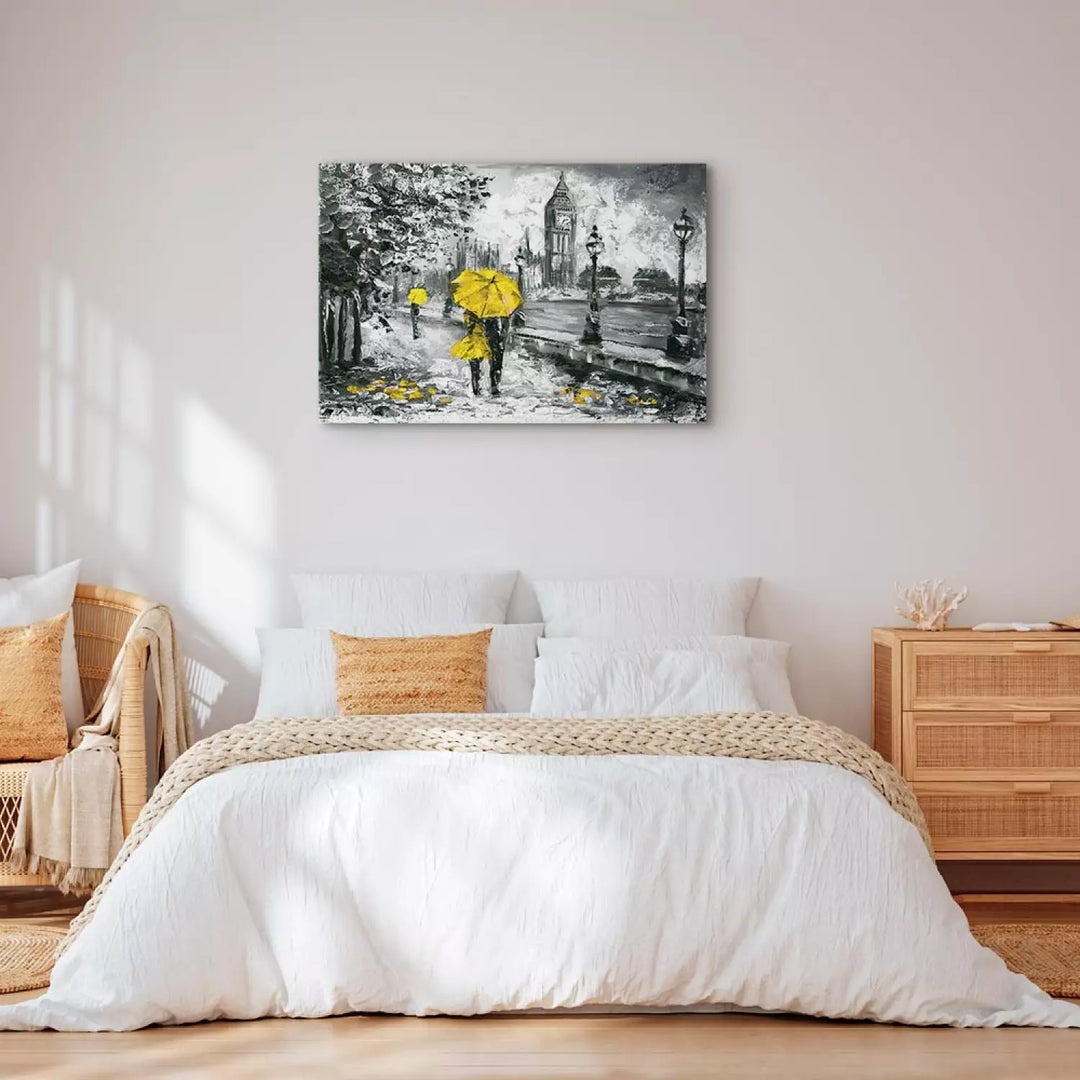 Kanva "Pastaiga pa Londonu" – Pelēki toņi ar Dzeltenu Akcentu ART XL