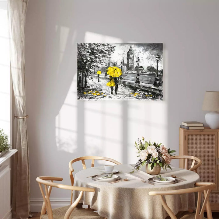 Kanva "Pastaiga pa Londonu" – Pelēki toņi ar Dzeltenu Akcentu ART XL