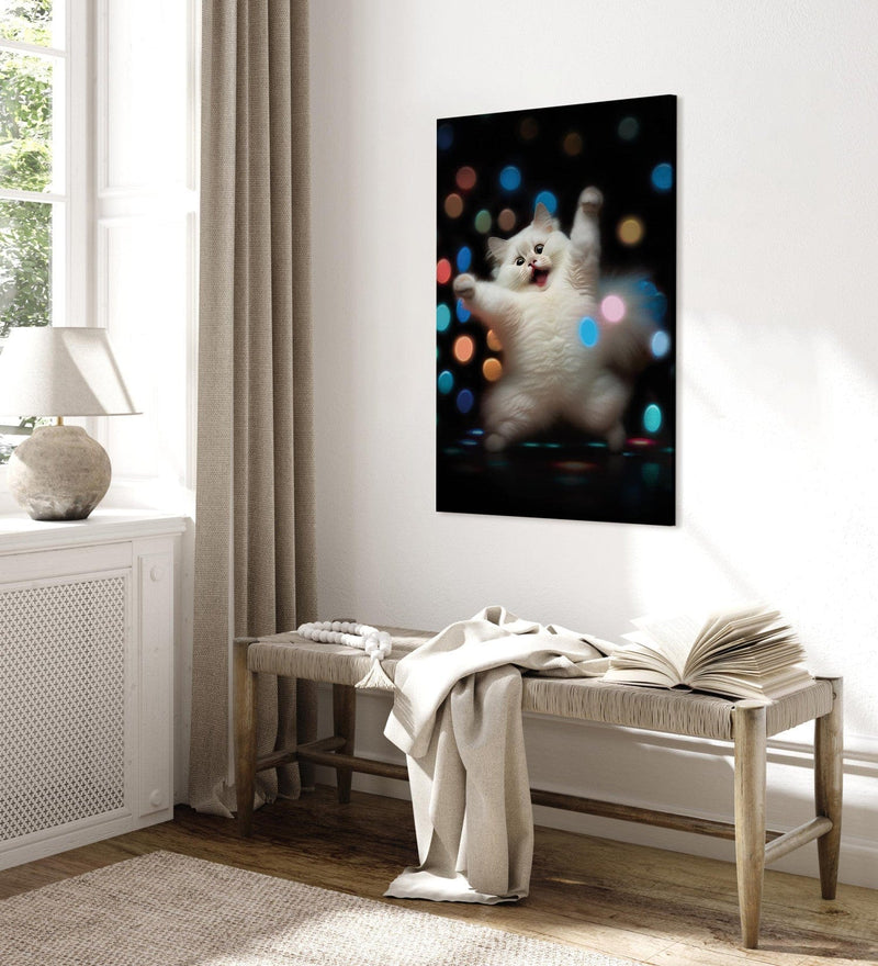 Canvas-taulut - Persialainen kissa - Tanssiva kissa diskovaloissa, 150200 G-ART