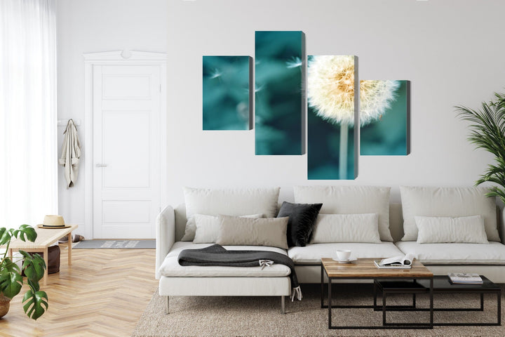 5 daļu kanva: Pienene, zila/tirkīza X-ART