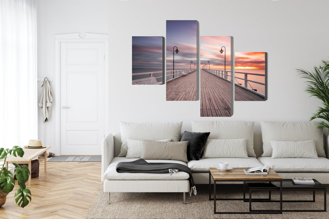 Kanva: Gdiņas piestātne violetā saulrietā X-ART