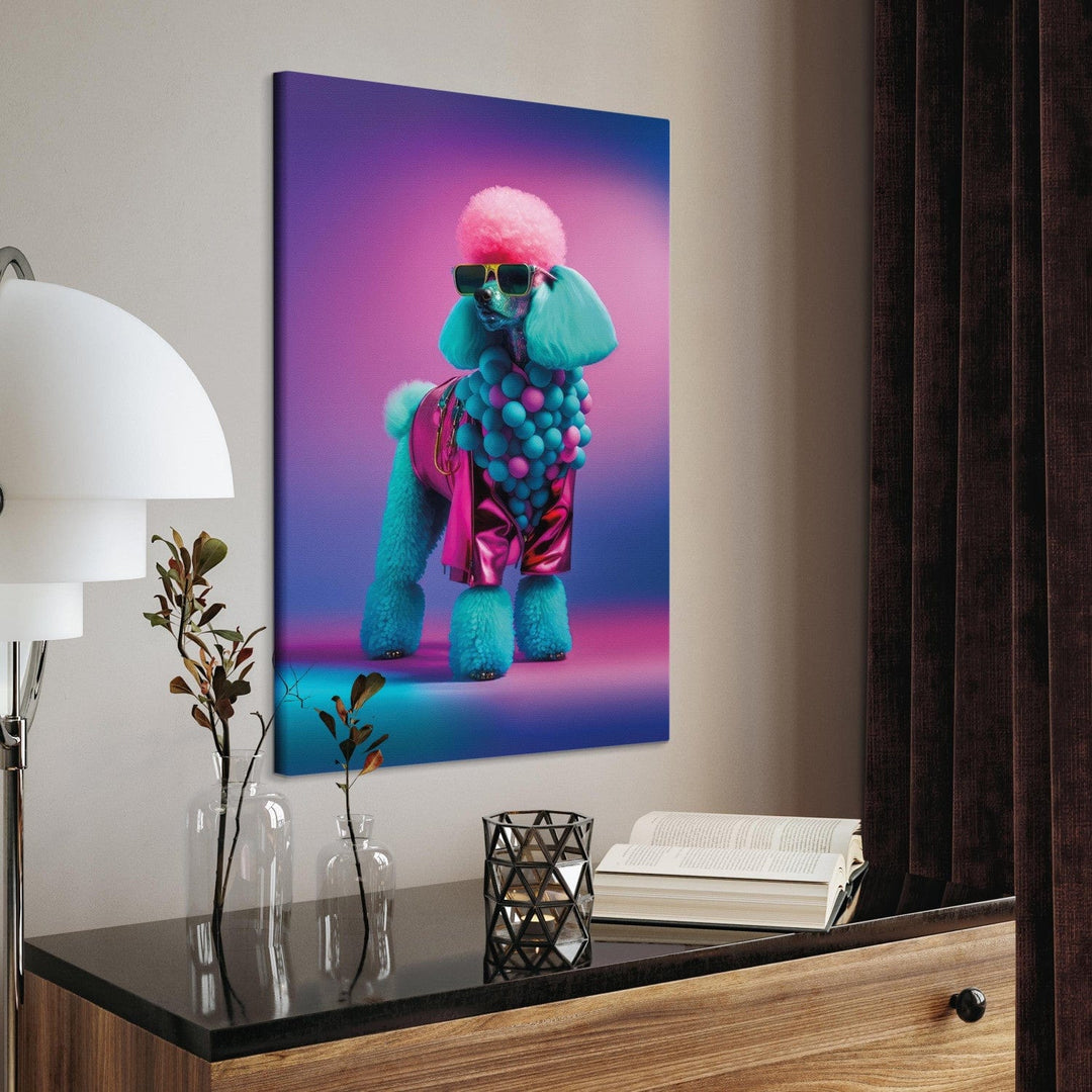 Glezna - pūkains pūdelis ar modernu krāsainu apģērbu - 150188 G-ART