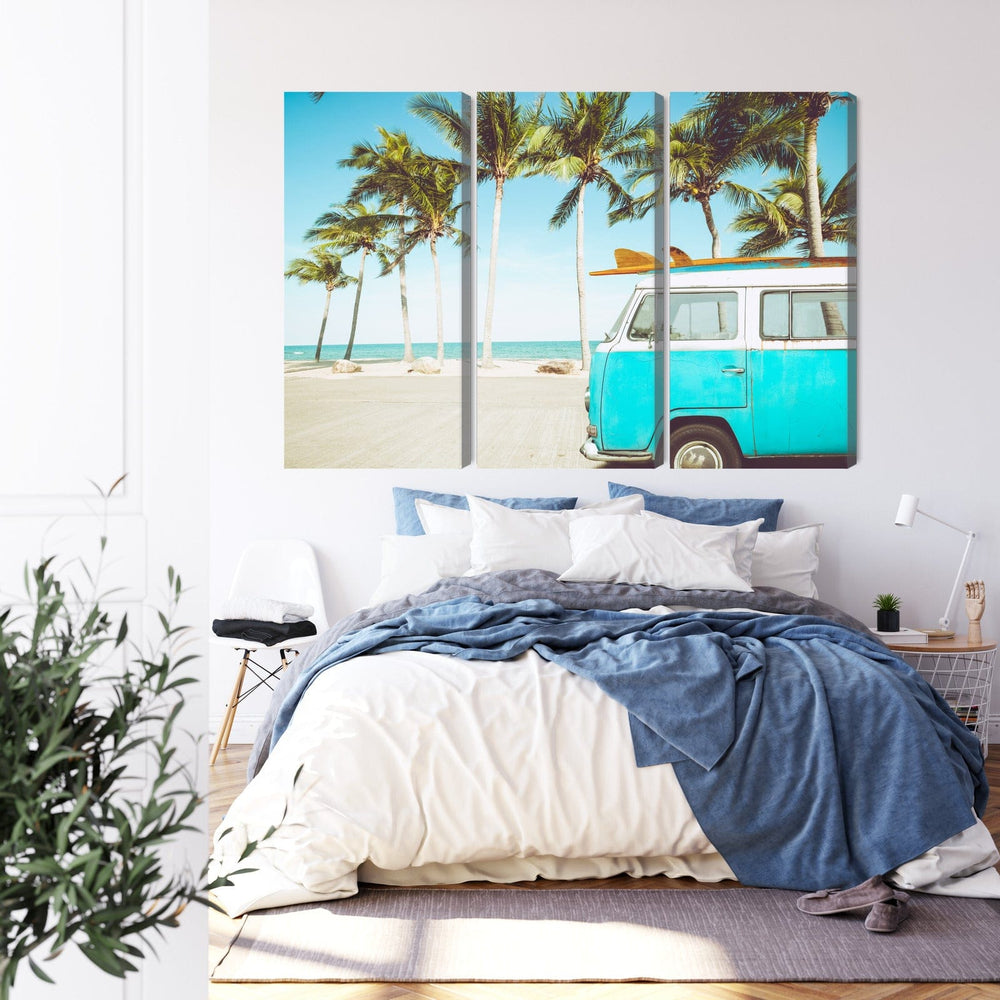 Kanva: Retro auto pludmalē, 3D efekts X-ART