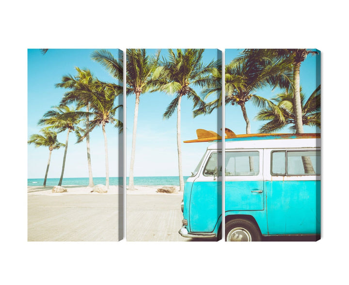 Kanva: Retro auto pludmalē, 3D efekts X-ART