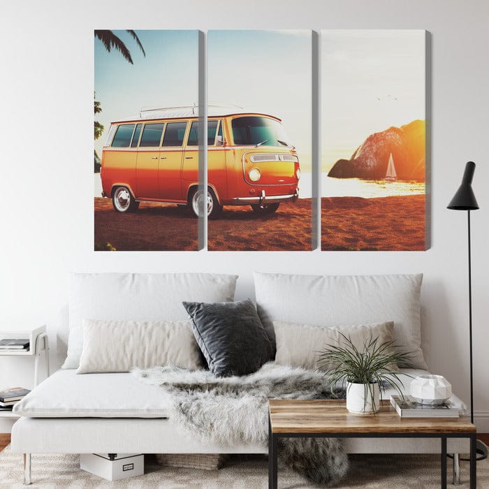 Kanva - Retro automašīna pludmalē, N-3437 X-ART