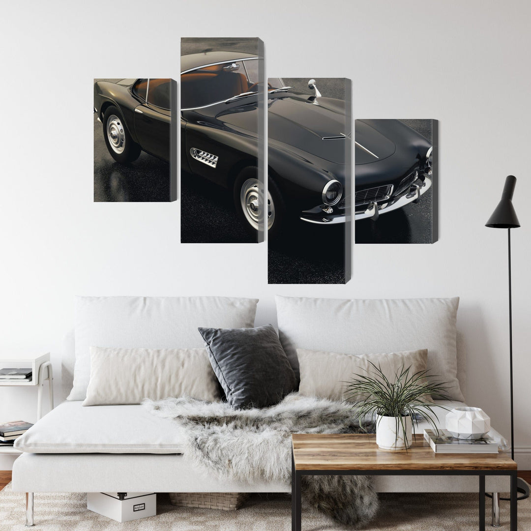 Kanva - Retro melna sporta automašīna, N-3185 X-ART