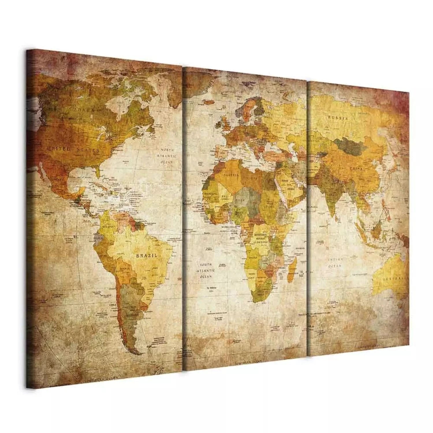 Kanva - Retro pasaules karte - Antīkais ceļojums, (x 3), vintāžas G-ART