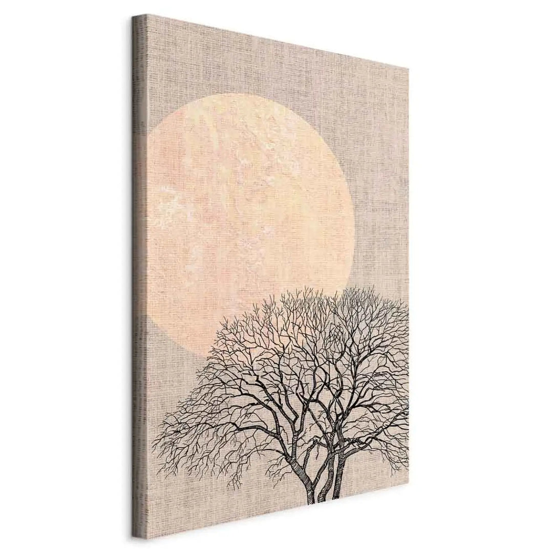 Glezna - Rīta pilnmēness, minimalistiska ainava bēšos toņos ART XL