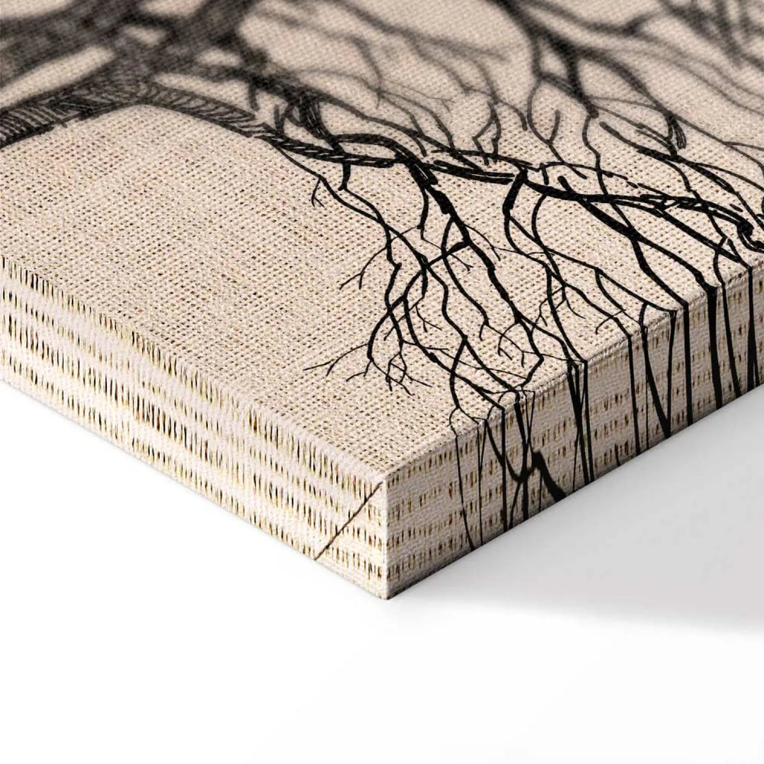 Glezna - Rīta pilnmēness, minimalistiska ainava bēšos toņos ART XL