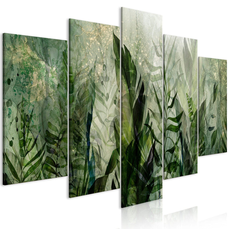 Seinapildid - Hommikune kaste - kompositsioon lehtedega rohelisel taustal, 151423 G-ART