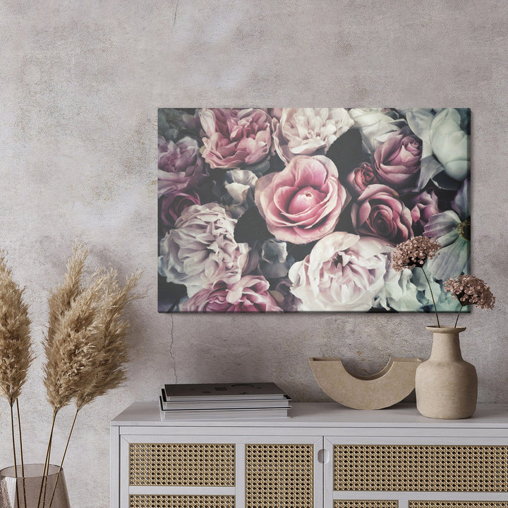 Kanva - Rozā ziedi vintāžas stilā, N-1353 X-ART