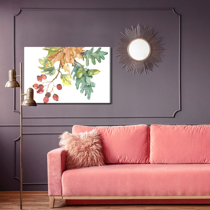 Kanva - Rudens lapas un augļi, gleznoti akvareļu tehnikā, N-1601 X-ART