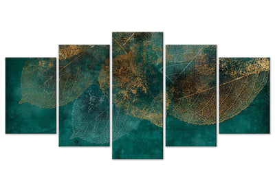 Kanva - rudens lapas uz tumši zaļa fona, 151424 G-ART