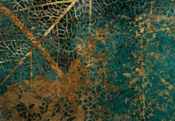 Glezna ar lapām - rudens lapas uz tumši zaļa fona, 151424 G-ART