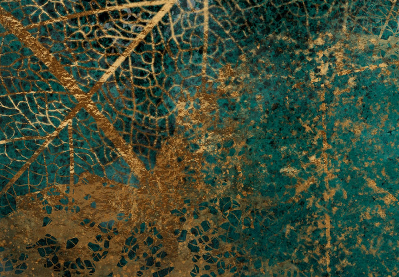 Glezna - rudens lapas uz tumši zaļa fona, 151424 Tapetenshop.lv