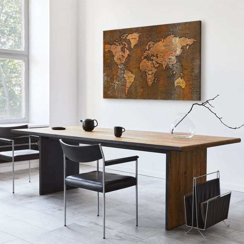 Kanva ar pasaules karti ar rūsasa efektu - Rūsainā pasaule, 91910 ART XL